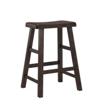 Ehemco Heavy-Duty Solid Wood Saddle Seat Kitchen Counter Height Barstools, 24 Inches, Walnut, Set Of 2
