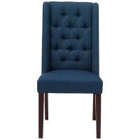 Christopher Knight Home Blythe Tufted Fabric Dining Chairs (, 2-Pcs Set - Navy Blue / Brown