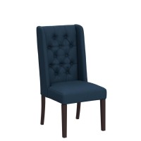 Christopher Knight Home Blythe Tufted Fabric Dining Chairs (, 2-Pcs Set - Navy Blue / Brown