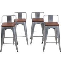 Changjie Furniture 26 Inch Bar Stools Counter Height Bar Stools Industrial Metal Barstools Set Of 4 For Home Kitchen (26 Inch, Silver)