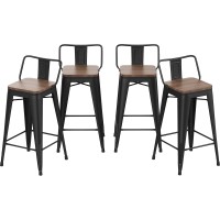 Changjie Furniture 26 Inch Bar Stools Counter Height Bar Stools Industrial Metal Barstools Set Of 4 For Home Kitchen (26 Inch, Black)
