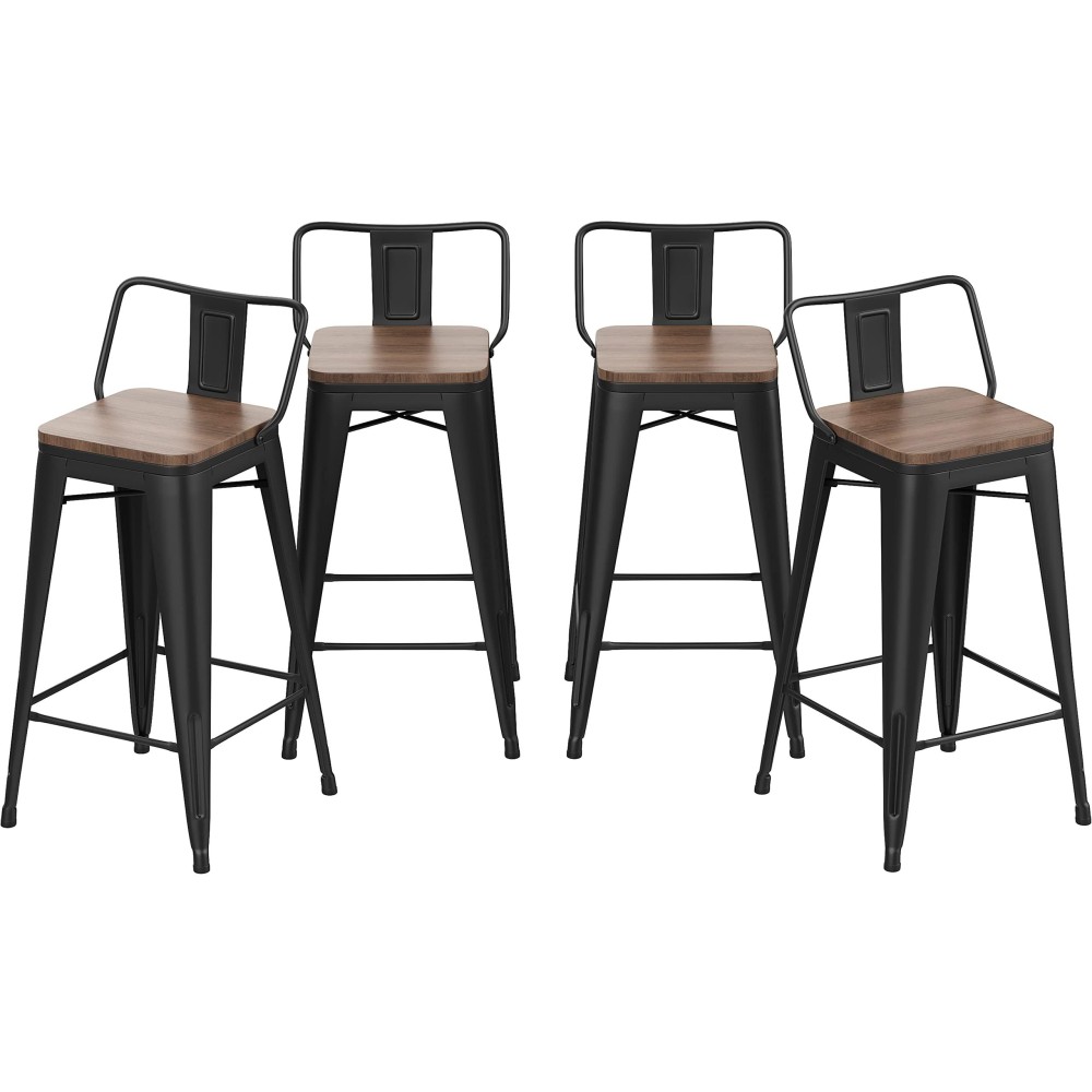 Changjie Furniture 30 Inch Bar Stools Bar Height Bar Stools Industrial Metal Barstools Set Of 4 For Home Kitchen (30 Inch, Black)