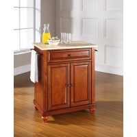 Cambridge Wood Top Portable Kitchen IslandCart CherryNatural