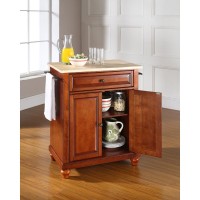 Cambridge Wood Top Portable Kitchen IslandCart CherryNatural