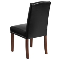Hercules Hampton Hill Series Black Leathersoft Parsons Chair With Silver Accent Nail Trim