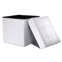 Wonenice Folding Storage Ottoman Cube Foot Rest Stool Seat- 15\ X 15\