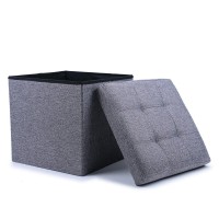 Wonenice Folding Storage Ottoman Cube Foot Rest Stool Seat- 15\ X 15\
