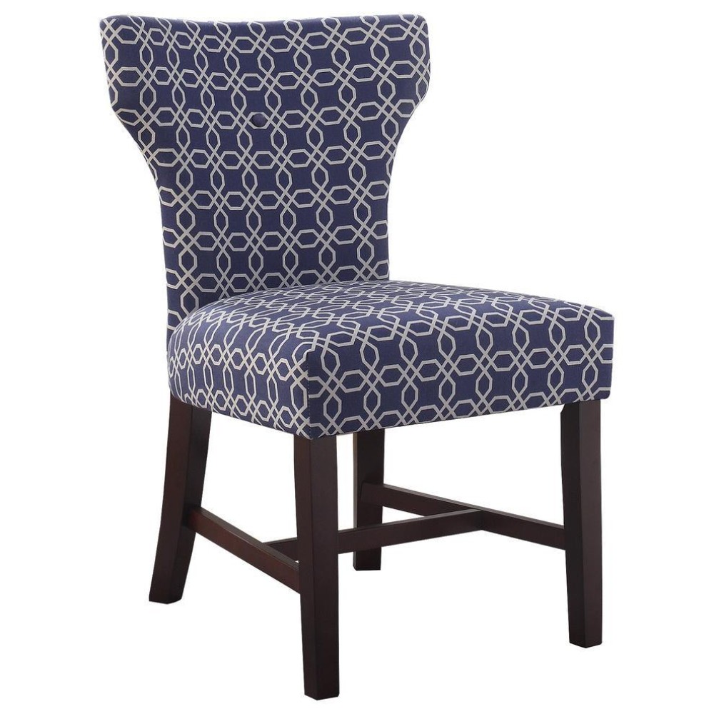 Best Master Belle Polyester Fabric Upholstered Accent Chair in BlueWhite