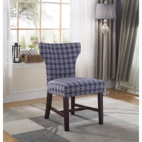 Best Master Belle Polyester Fabric Upholstered Accent Chair in BlueWhite