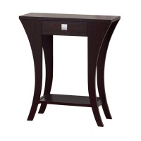 Benzara Wooden Console Sofa Side End Table With 1 Drawer And Open Shelf, Dark Brown