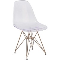 Elon Series Ghost Chair With Gold Metal Base