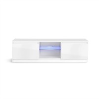 Mmt Furniture Designs Ltd White Gloss Tv Cabinet With Led Lights, Wood, 140Cm Wide