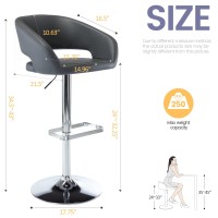 Vogue Furniture Direct Adjustable Bar Stool With Hollow Back And Arms Modern Pu Leather Swivel Barstool Airlift Counter Height