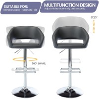 Vogue Furniture Direct Adjustable Bar Stool With Hollow Back And Arms Modern Pu Leather Swivel Barstool Airlift Counter Height