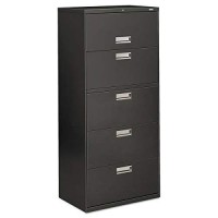 HON Brigade 600 Series Lateral File 5 Drawers Polished Aluminum Pull 30W x 1914D x 67H Charcoal Finish