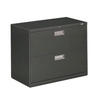 HON Brigade 600 Series Lateral File 2 Drawers Polished Aluminum Pull 36W x 1914D x 2838H Charcoal Finish