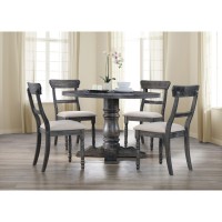 Best Master Selena 5Piece Solid Wood Round Dinette Set in Weathered Gray