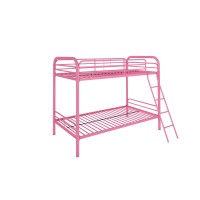 Dhp Dusty Metal Bunk Bed Frame For Kids Teens And Adults With Angled Ladder High Full Length Guardrail Smooth Rounded Edges