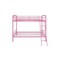 Dhp Dusty Metal Bunk Bed Frame For Kids Teens And Adults With Angled Ladder High Full Length Guardrail Smooth Rounded Edges