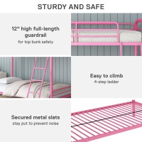 Dhp Dusty Metal Bunk Bed Frame For Kids Teens And Adults With Angled Ladder High Full Length Guardrail Smooth Rounded Edges