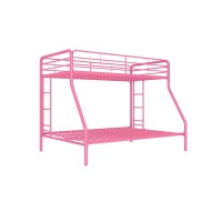 Dhp Dusty Metal Bunk Bed Frame For Kids Teens And Adults With Angled Ladder High Full Length Guardrail Smooth Rounded Edges