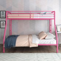 Dhp Dusty Metal Bunk Bed Frame For Kids Teens And Adults With Angled Ladder High Full Length Guardrail Smooth Rounded Edges