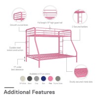 Dhp Dusty Metal Bunk Bed Frame For Kids Teens And Adults With Angled Ladder High Full Length Guardrail Smooth Rounded Edges