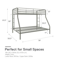 Dhp Dusty Metal Bunk Bed Frame For Kids Teens And Adults With Angled Ladder High Full Length Guardrail Smooth Rounded Edges