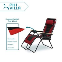 Phi Villa Oversize Xl Padded Zero Gravity Lounge Chair Wide Armrest Adjustable Recliner With Cup Holder, Support 400 Lbs (Red)