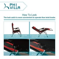 Phi Villa Oversize Xl Padded Zero Gravity Lounge Chair Wide Armrest Adjustable Recliner With Cup Holder, Support 400 Lbs (Red)