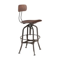 Acme Furniture Kaeso Walnut And Gunmetal Bar Chair With Adjustable Height