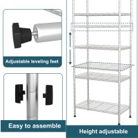 Homefort 6Shelving Unit Adjustable Wire Shelving Metal Wire Shelf With Shelf Liners And Hooks For Kitchen Closet Bathroom