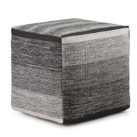 Naya Boho Cube Pouf in Patterned Grey Melange Cotton