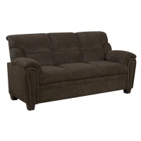 Decorative nailhead detailing and a plush multi-tonal chenille fabricUltra-plush, padded arms, back, and headrest offer luxurious comfortSupportive and durable pocket coil seatsSmall scale seating, perfect for apartments and condosSturdy and supportive ki