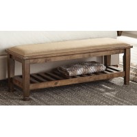 Franco Burnished Oak Upholstered Bench