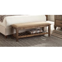 Franco Burnished Oak Upholstered Bench