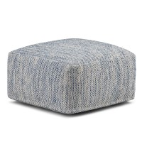 Nate Boho Square Pouf in Patterned Denim Melange Cotton