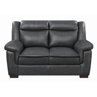 Contemporary stationary sofa setSmooth leatherette upholsteryComfortable cushioned seatsHigh pillow top back for extra comfort and supportPerfect for small spacesHigh-quality wooden frame