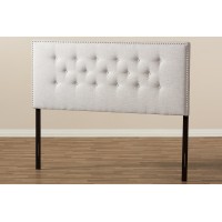 Baxton Studio Windsor Modern And Contemporary Greyish Beige Fabric Upholstered King Size Headboard