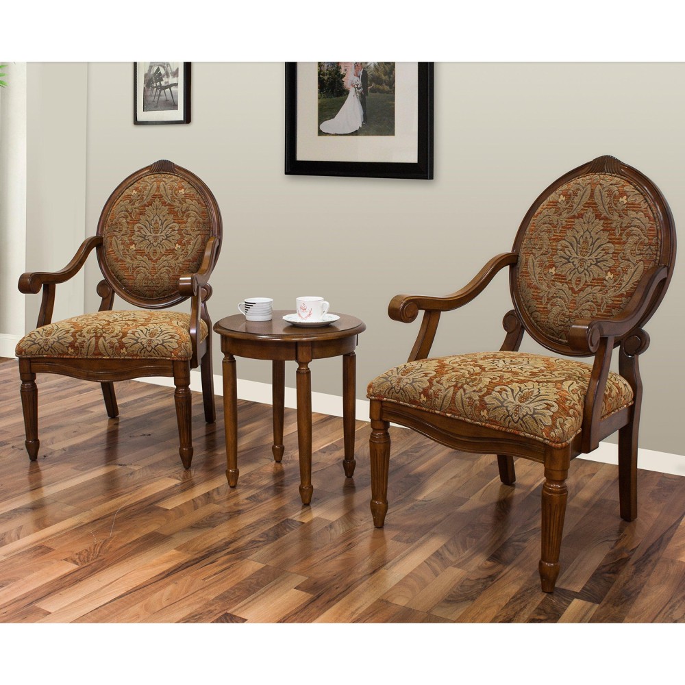 Best Master Furniture Miranda Traditional Living Room Accent Chair & Table Set,