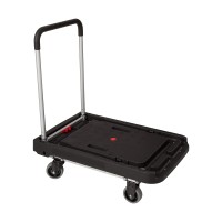 Magna Cart Easy Folding Platform Transport Hand Cart With 500 Pound Capacity, 4 Rubber 360 Degree Rotating Wheels, Telescoping 34 Inch Handle, Black