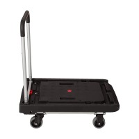 Magna Cart Easy Folding Platform Transport Hand Cart With 500 Pound Capacity, 4 Rubber 360 Degree Rotating Wheels, Telescoping 34 Inch Handle, Black