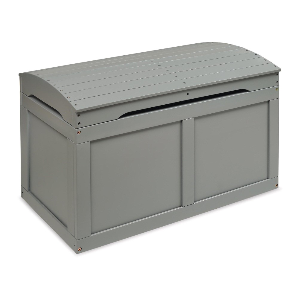 Badger Basket Kid'S Hardwood Barrel Top Toy Box Storage Chest With Safety Hinge - Gray