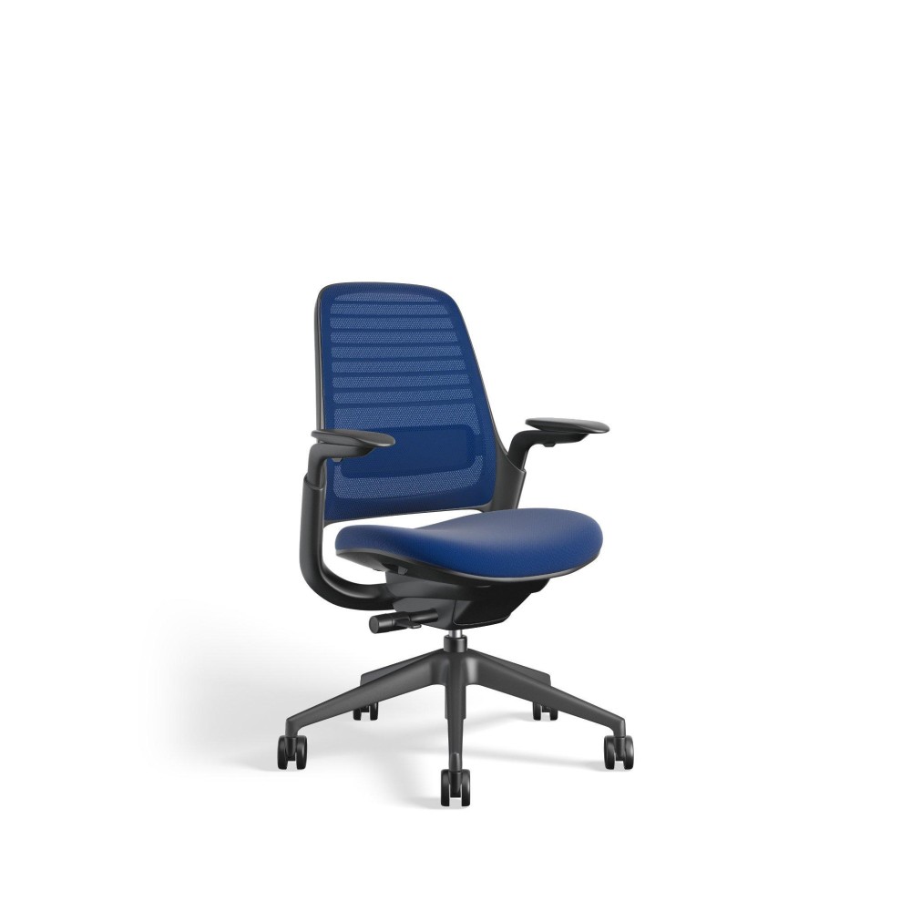 Steelcase Series 1 Office Chair - Ergonomic Work Chair With Wheels For Carpet - Helps Support Productivity - Weight-Activated Controls, Back Supports & Arm Support - Easy Assembly - Royal Blue