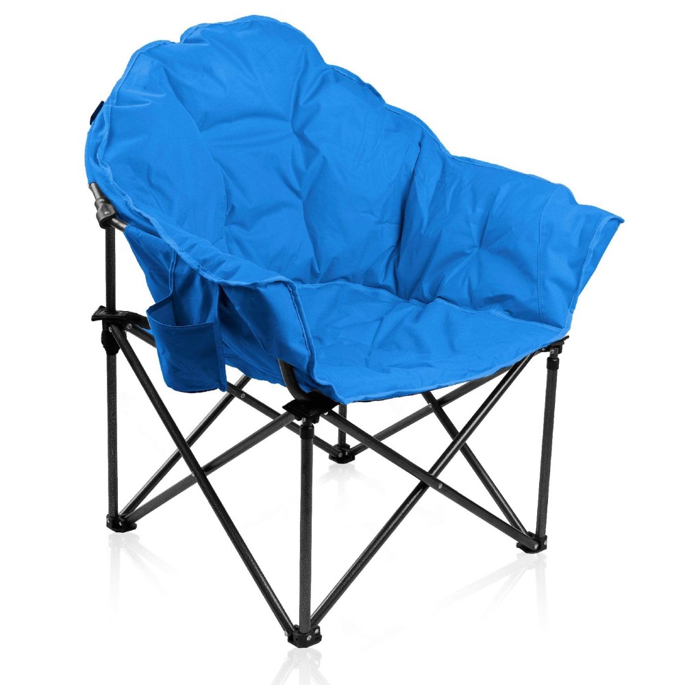 Alpha Camp Oversized Moon Saucer Chair With Folding Cup Holder And Carry Bag - Blue