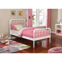 Add texture to a bedroom with this twin bed with a bobbin motifTraditional style with slender posts and bobbin-style slatsCharming in a rustic or cabin-inspired bedroomConstructed with solid pineSlat kit included