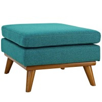 Modway Engage Mid-Century Modern Upholstered Fabric Ottoman In Teal