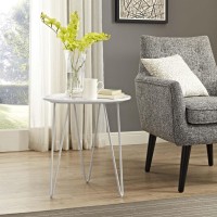 Modway Digress Mid-Century Round Side Table With Hairpin Legs In White