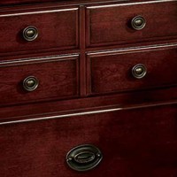 Benjara 25-Inch Handcrafted Nightstand, 2 Drawers, Antique Style Gold Knobs, Cherry Brown Wood