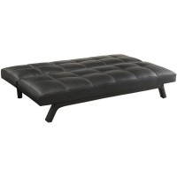 74 Inch Modern Futon Sofa Bed, Fully Upholstered, Square Stitching, Black(D0102H76Hrp)